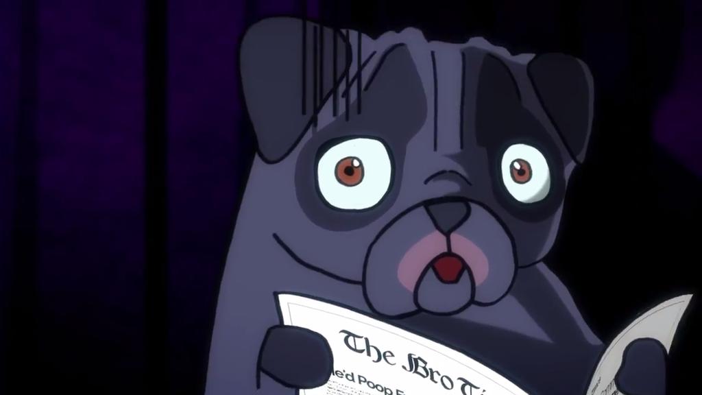 I suddenly found Edgar in the bathroom, reading a news paper...