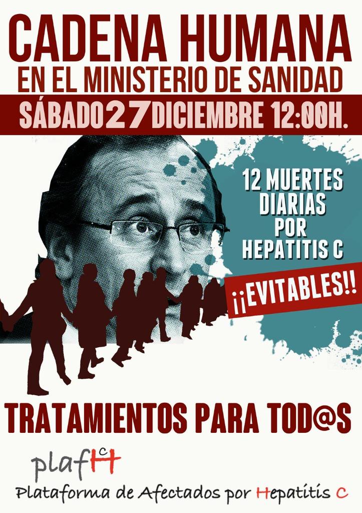 PLAFHC's tweet photo. #SolucionHepatitisC YA
CADENA HUMANA 27 DIC. 
A LAS 12H.
RODEAMOS EL MINISTERIO DE SANIDAD.
RT Y APOYA http://t.co/63arHJL6U1