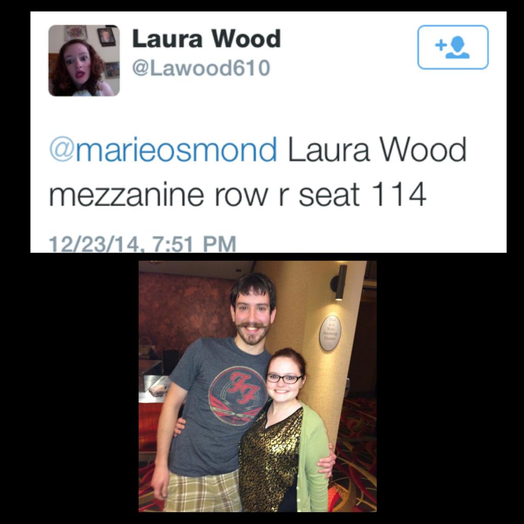 marieosmond's tweet photo. Congrats last night's #MarieFrontRow winner!π #DonnyMarieTour http://t.co/k0EQb8TwQz