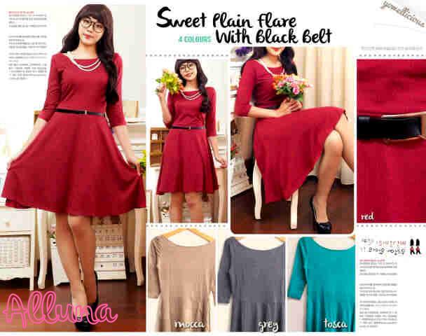 AllunaShops's tweet image. #NewStufff EL-Sweet Plain Flare with Black Belt, bahan spandex rayon, fit to L, IDR 73rb(Free belt) @IklanTM