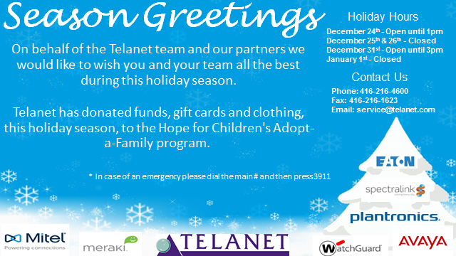 Happy Holidays and Seasons Greetings from Team Telanet!