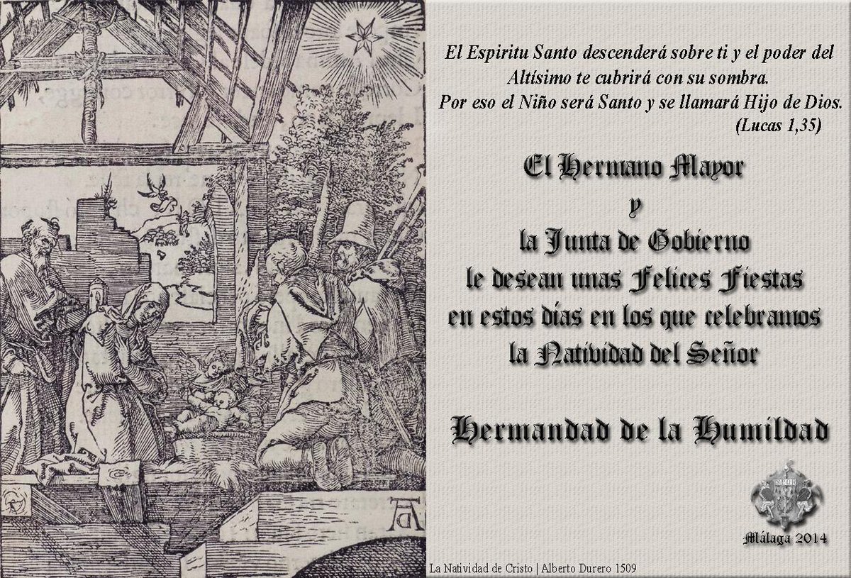 HdadHumildad's tweet photo. El Hermano Mayor y Junta de Gobierno le desean una Feliz Natividad del Señor.

#CofradíasMLG
#Navidad http://t.co/05HKRMs22j