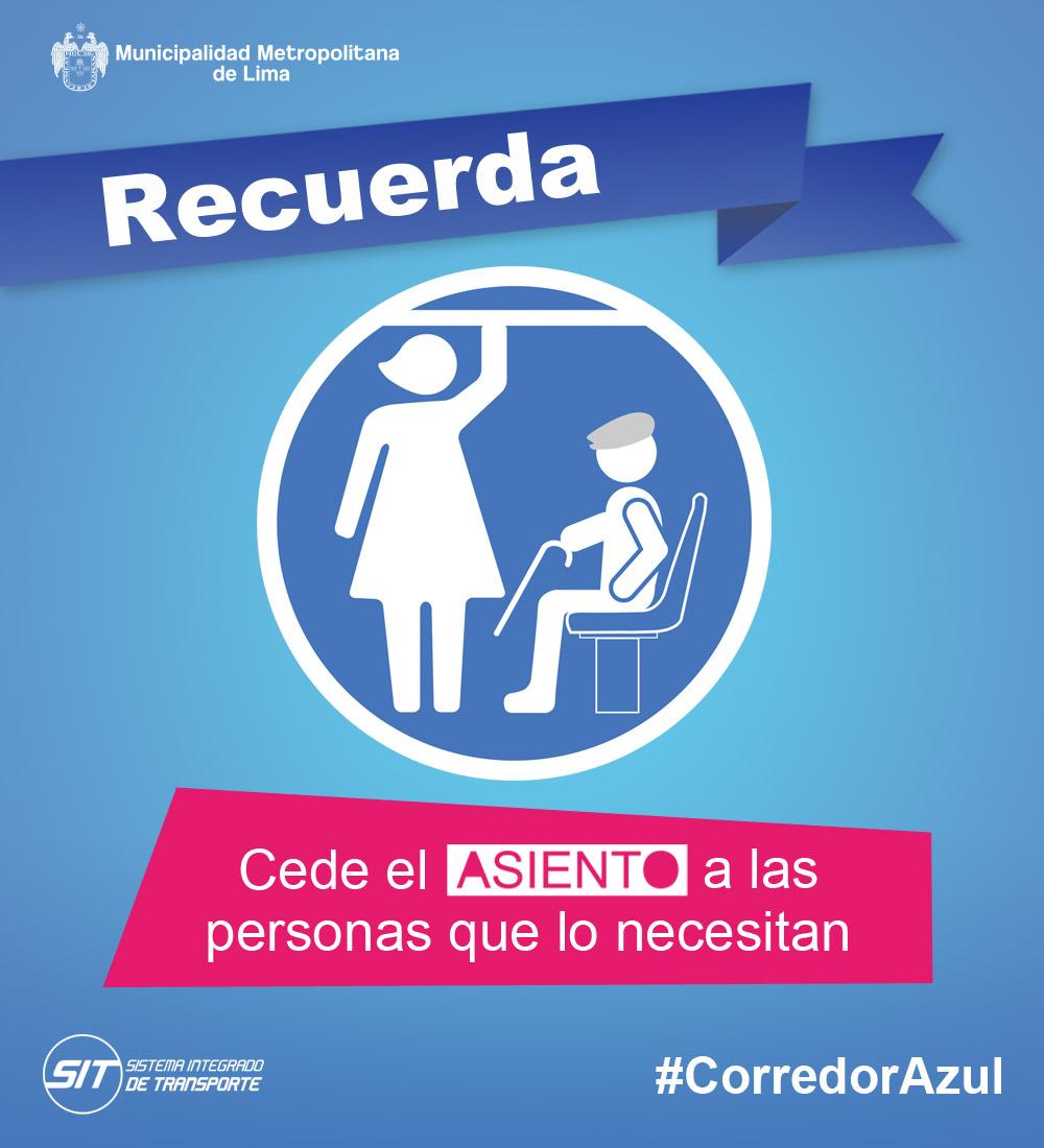 SITLima's tweet photo. #CorredorAzul: la #ReformaTransporte también depende de ti. Cede el asiento a las personas que lo necesiten. http://t.co/GA1KaTg5oC