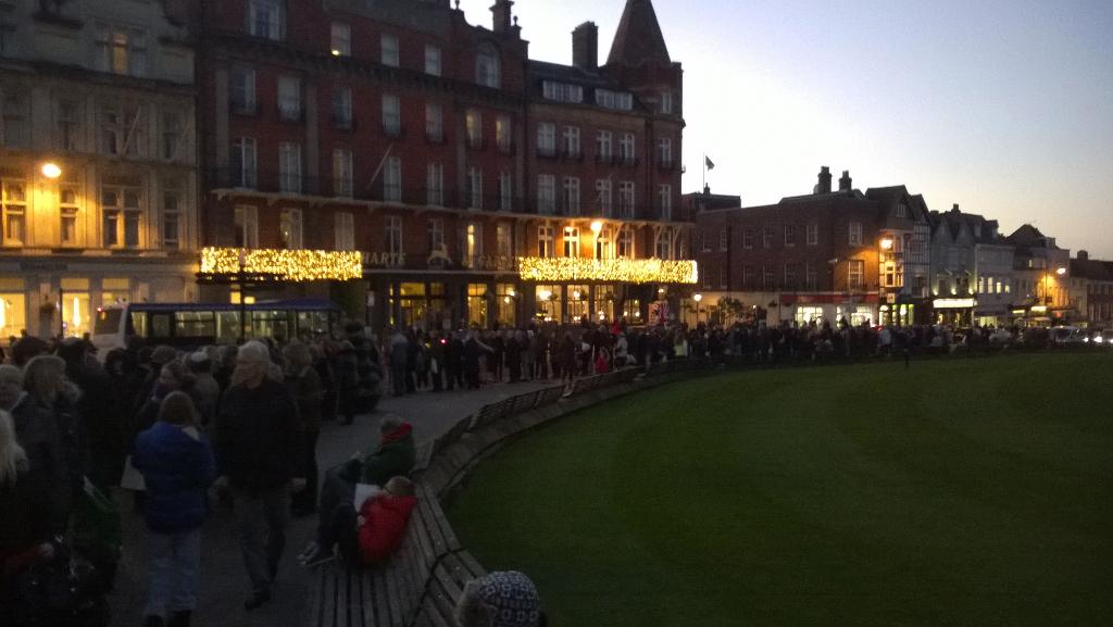 People queuing for the chapel service at windsor castle this evening. WTM