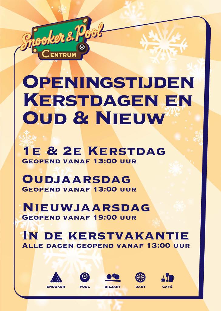 Onze openingstijden met Kerst + Oud &amp; Nieuw