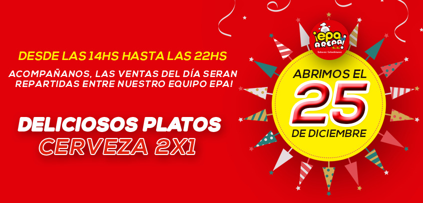 Acompañanos el 25 de Diciembre, nuestros equipo epa se tomaron los locales! #arepas #buenosaires #colombia #Navidad