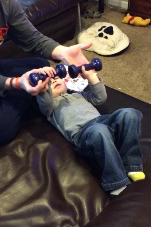 Starting him early #gains #christmaslift