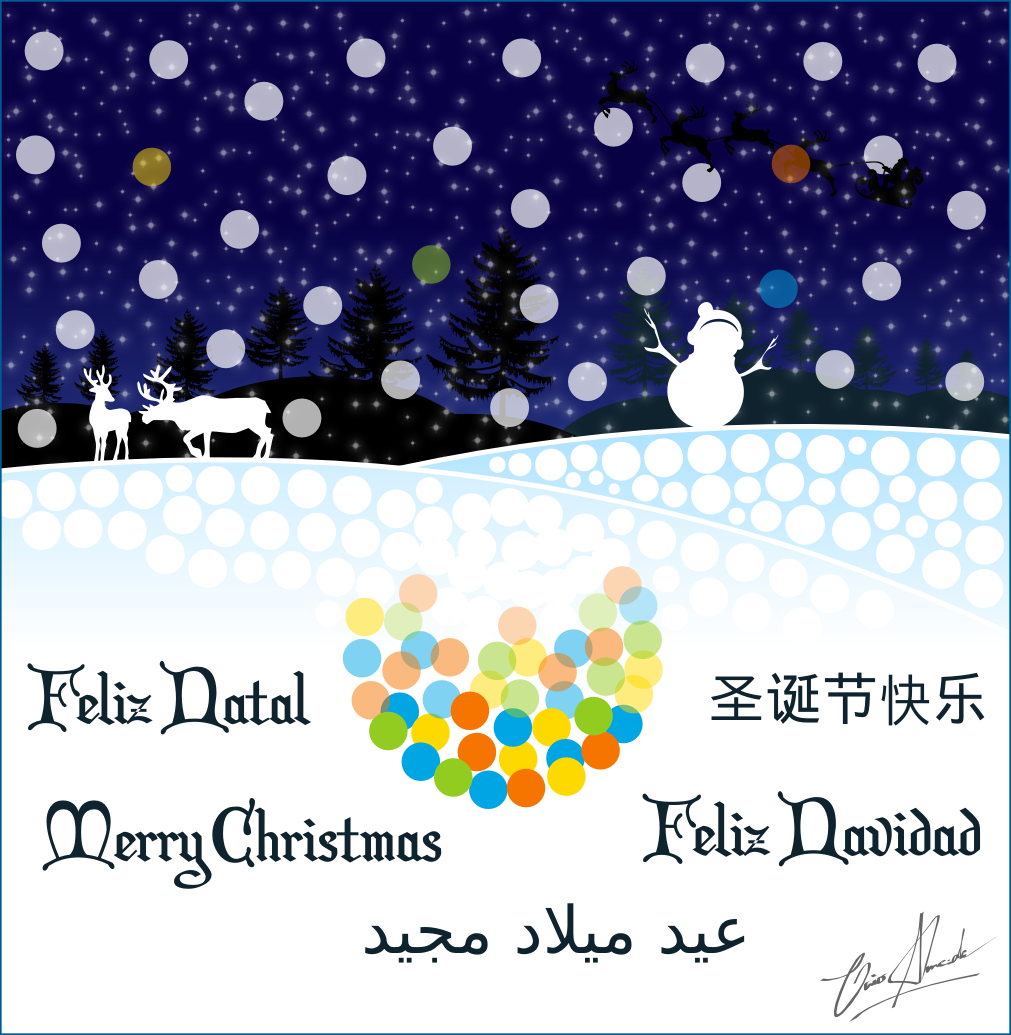 meedan's tweet photo. Merry Christmas // Feliz Natal // عيد ميلاد مجيد  // Feliz Navidad from all the Meedan team! (artwork by @caiosba) http://t.co/j7Hz8Ynp7Z