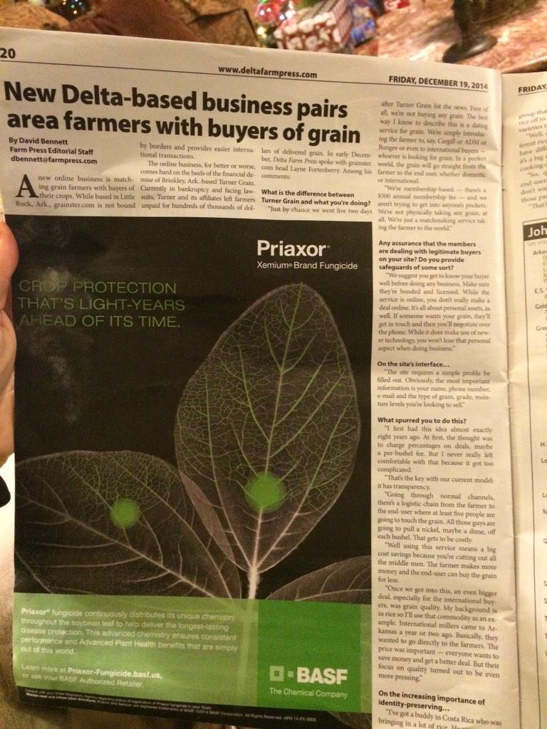 GrainsterGlobal's tweet photo. Check out @grainsters on page 20-21 of the #DeltaFarmPress http://t.co/0H8UFAq8rH