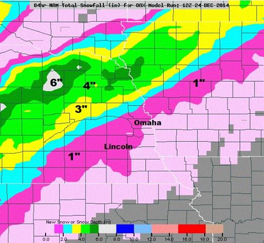 **** SNOW for Dec 26th: 2-4 inches of Snow for Sioux City the Day after Christmas! -- Merry Christmas!!!!!
