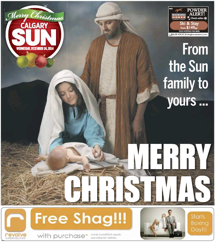Libarbarian's tweet photo. Is the Calgary Sun making a theological comment on the virgin birth with their #freeshag front page? via @theturner http://t.co/zne7jQoanp
