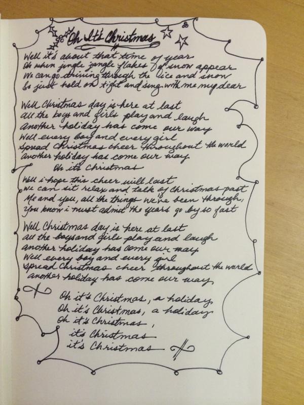 "Oh It's Christmas" handwritten lyrics by <a href="/KellyRosebud/">Kelly Crisp</a>.  Get 'Christmas Tree Island' here: amzn.to/1whCVVM