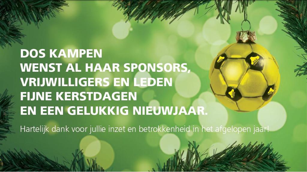 Leden, vrijwilligers, sponsors, supporters en volgers: fijne feestdagen!