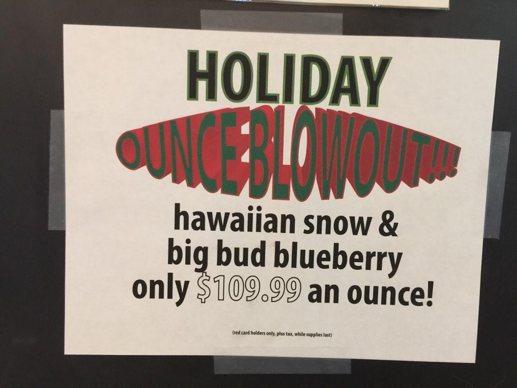 stickybuds5280's tweet photo. Come in and take advantage of our $109.00 ounce Specials! #Medonly #HawaiianSnow #BigBudBlueberry 🍁 http://t.co/b0wzG63xtx