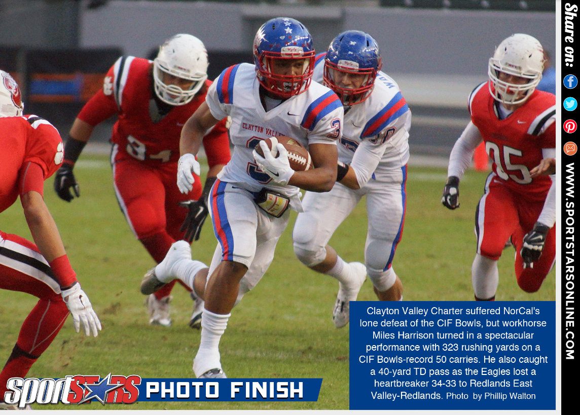 SportStarsMag's tweet photo. #workhourse @boobey_miles3 set a record at @CIFState Bowls with 50 carries @cv_football @claytonvalley http://t.co/W6pKXRZdK8