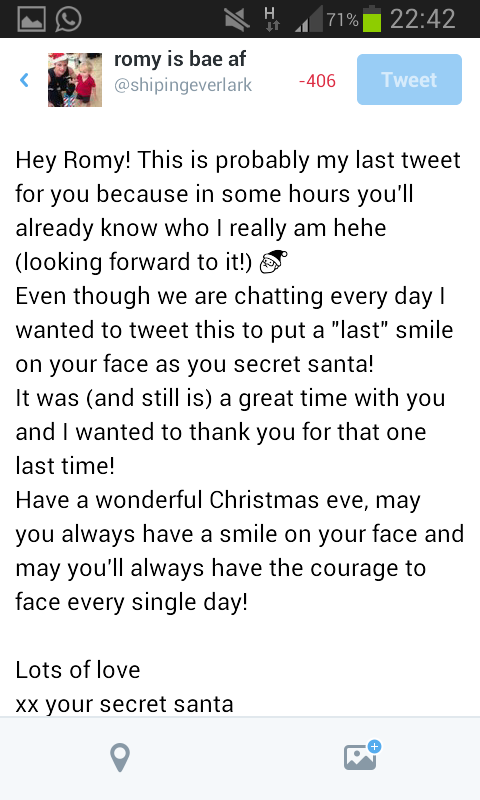 mockingpearl's tweet photo. Enjoy the last hours of the "secret santa mystery"! @jenniferslovato http://t.co/D6NqcFWO3M