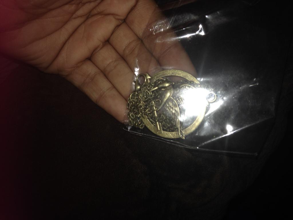 SamClaflinLove0's tweet photo. @panempropaganda super happy I got a mockingjay necklace!! #MockingJayLives http://t.co/mjR2F6uRF8