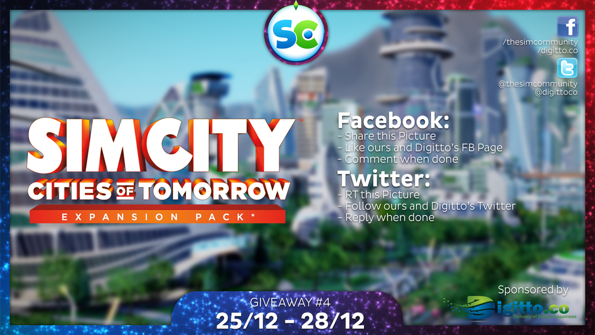 TheSimCommunity's tweet image. RT this Tweet, follow us and @digittoco and reply when done for a chance to win SimCity: Cities of Tomorrow!