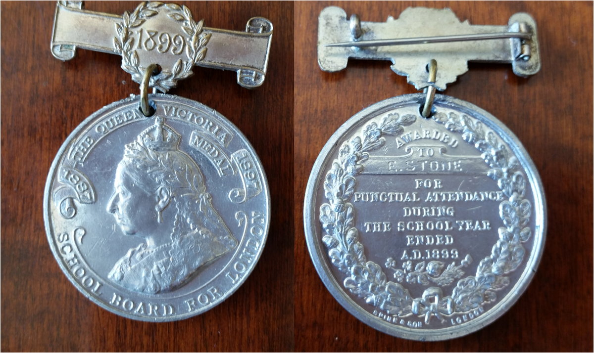 feraldata's tweet photo. my great grandmother's medal for perfect school attendance in 1899 ... now mine. #goodgrls #legacies http://t.co/9NeIm9rZYh