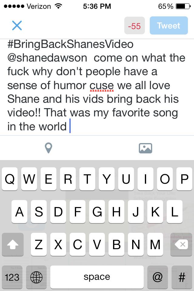 phanfto2l's tweet photo. #BringBackShanesVideo @shanedawson @taylorswift13 Leave him alone cause he has an army and I'm in it!! http://t.co/7h10zNcYZF