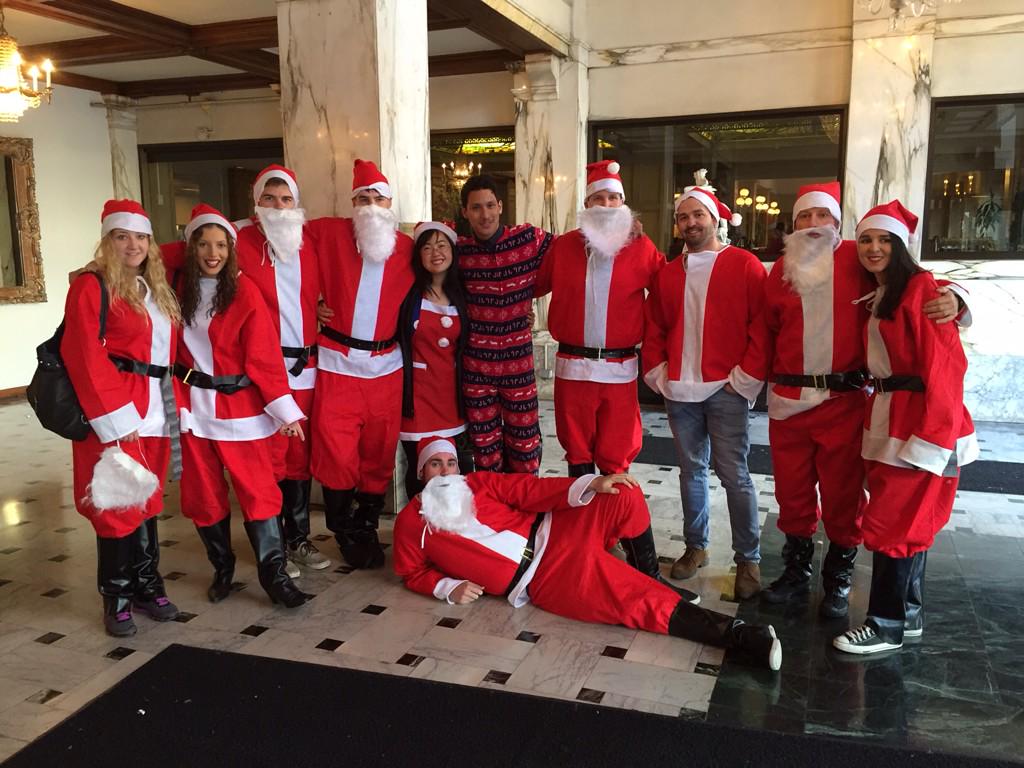stephinthewild's tweet photo. Ho ho ho! Merry Christmas from many @ContikiUSA Santa's! #tbt #santaconsf #santacon2014 #noregrets #contiki http://t.co/vmLy873hIT