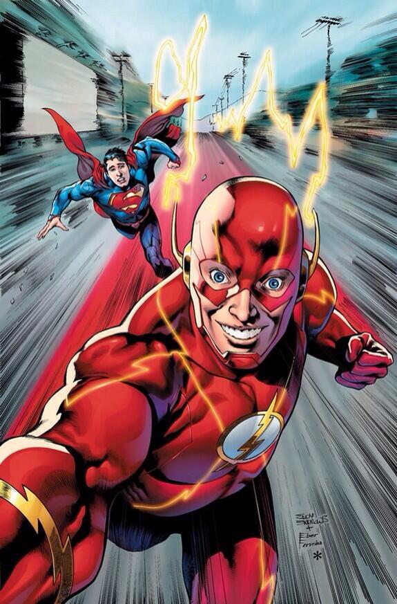 The_FlashAllen's tweet photo. Selfie while beating superman in a race....#Flashselfie http://t.co/MeJZTGL1N9
