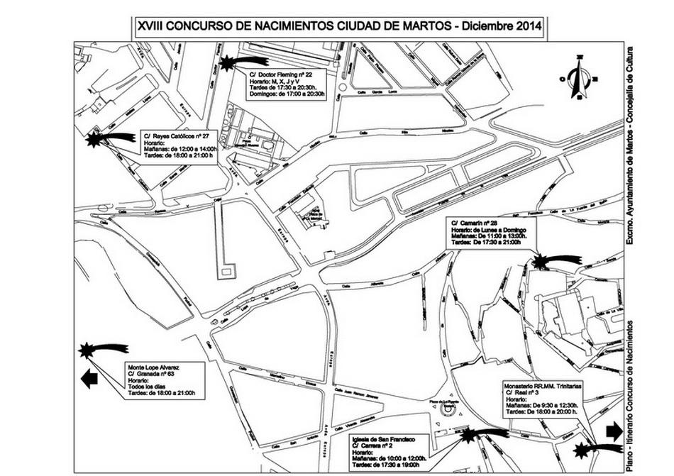 Itinerario para visitar los nacimientos inscritos en el XVIII Concurso de Nacimientos 'Ciudad de #Martos'. #Navidad