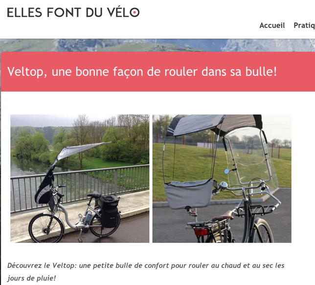 Ellesfontduvelo's tweet photo. Une lectrice nous envoie info sur #Veltop, pour rouler protégée de la pluie #EFDV http://t.co/f7ZpkxqCKW http://t.co/fBFQ3Matjg