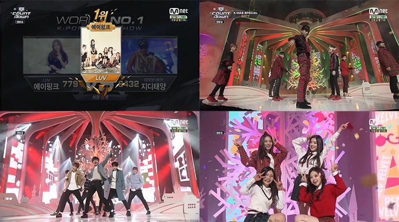 soompi's tweet photo. #MCountdown Xmas Special: #APink Wins With “LUV” http://t.co/Ermmld9rfu Perfs by GOT7, BTS, Red Velvet and many more http://t.co/b9MPAa4blK