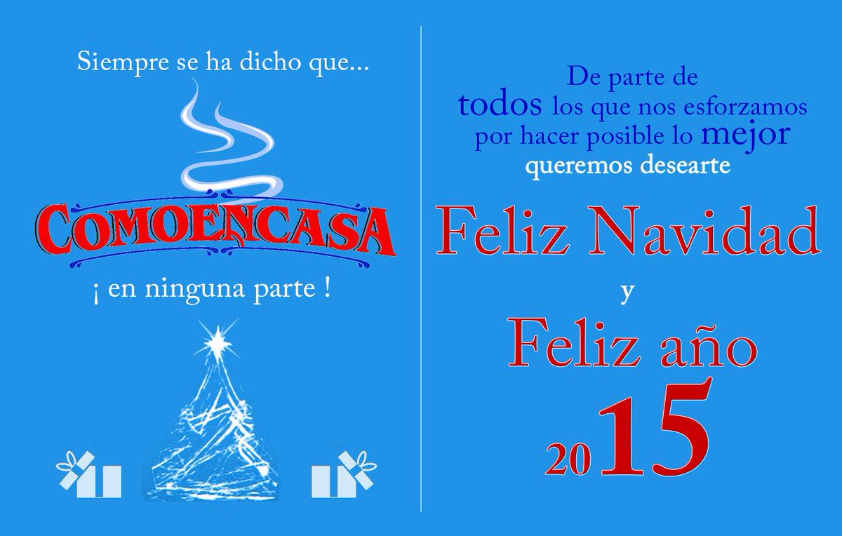 ComoEnCasAlfaro's tweet photo. @ComoEnCasAlfaro  os desea Feliz Navidad y un Feliz Año 2015 http://t.co/bIjMhlp2Dw