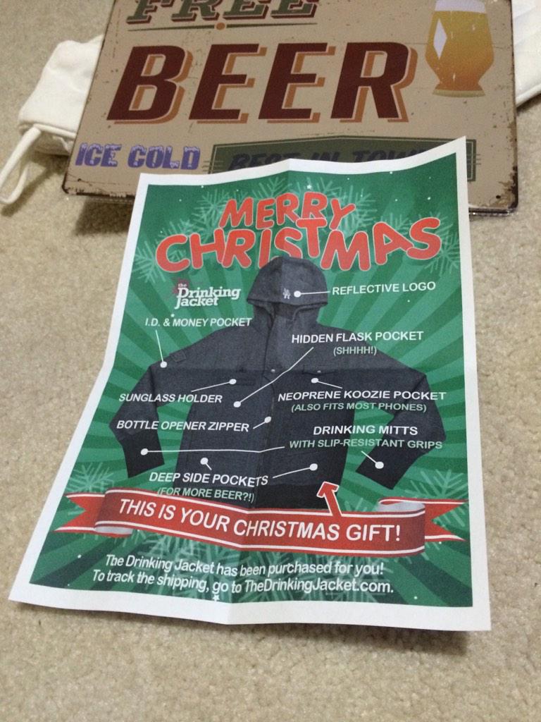 wbcbrew5's tweet image. @zanelamprey best Christmas ever!  #drinkingjacket Santa knows me so well