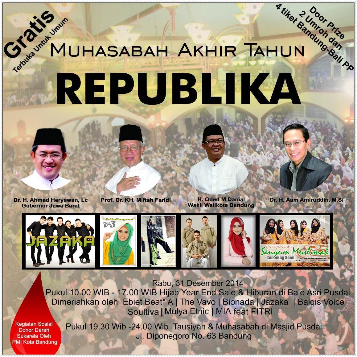 31 Des 2014
Gedung bale asri PUSDAI Bandung. 
jam 9 pagi sampe selesai.