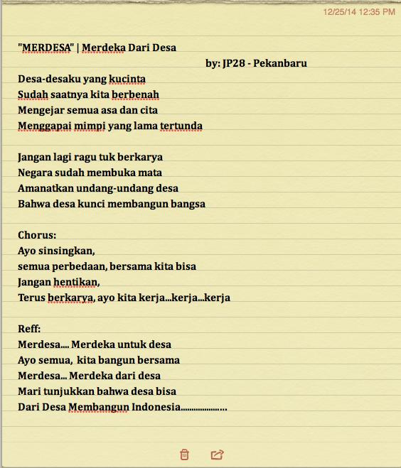 Desa Membangun on Twitter: "Lirik lagu Merdesa: Merdeka Dari Desa cc