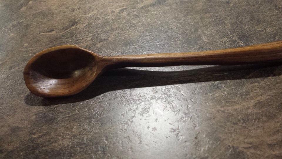 Just put the flax oil finish on this spoon. #carving #woodworking #crafts