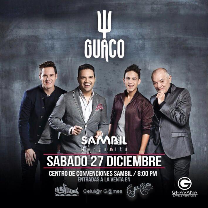 OficialGuaco's tweet photo. ► GUACO en #Margarita este 27 de Diciembre → En el Centro de Convenciones Sambil Ψ ¡Entradas ya a la venta! http://t.co/clPsYdLhTw