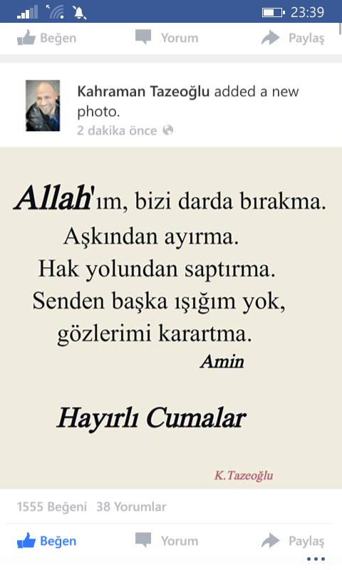 2baraz_'s tweet photo. @ktazeoglu Cuma mesajların da, kendin gibi harika kaptan! 🙈 Hayırlı Cumalar, hep var ol inşallah kaleminle, kalbinle😊 http://t.co/yz2kk3uSrp