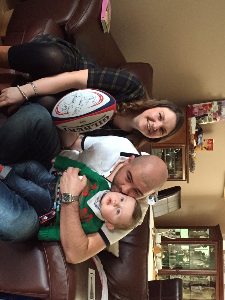 Billy's rugby ball for Christmas <a href="/gareththomas14/">Gareth Thomas</a>,very kind of you to do this mate.Much love The Watkins Family.