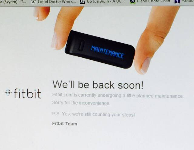 WBjake68's tweet image. So @wbjakesmom and I both got @fitbit s for Xmas... I guess everyone else did too. #webcrash #buzzkill #unplanned