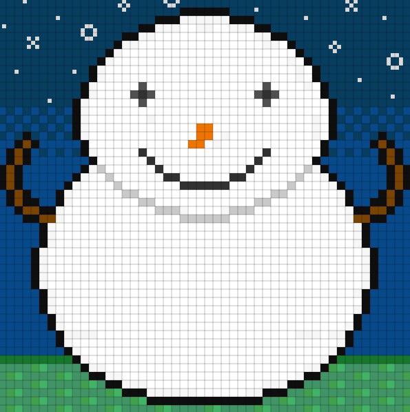 CaioVissicaro's tweet photo. Snowman made in @pixelchatapp #pixelchatapp #pixelart #christmas #holidayseason http://t.co/LjuWEqVsgg