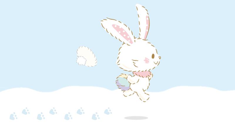no humans rabbit solo running snowball blue background blush  illustration images