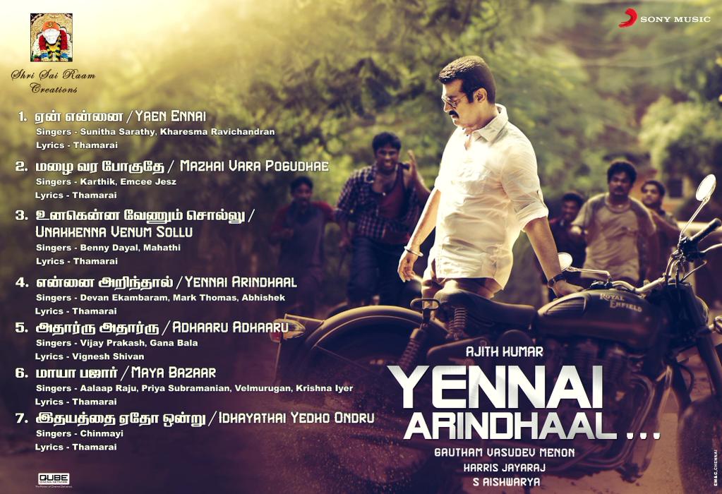 EnnaiArindhal's tweet photo. @MASSAJITH: Here's #YennaiArindhaal track list http://t.co/neMlQqUmCp Lest check