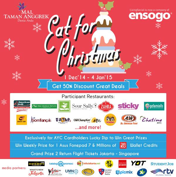 anggrindah's tweet photo. @mskthrman09 RT @IDstudentjob: Call for all food lovers,Eat For Christmas @MalTamanAnggrek 1 Des-4 Jan'15 @Ensogo_ID http://t.co/xWV81nIsAt