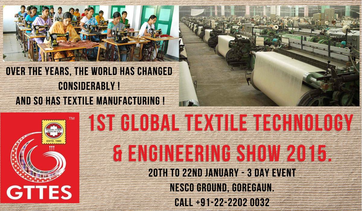 IndiaITME's tweet photo. 1st Global Textile Technology &amp; Engineering Show 2015, at Bombay Exhibition Centre, Goregaun, 20th-22nd Jan, 2015 http://t.co/Y8CHPF0NIS