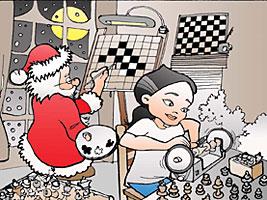 chessblog's tweet image. #Christmas #Chess #Comic with Chess Queen Kosteniuk chessblog.com/2014/12/christ…