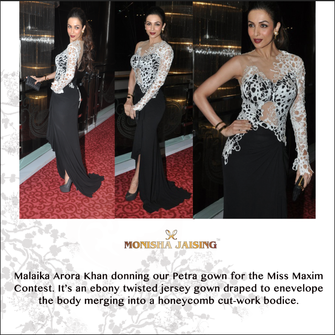 Monisha_Jaising's tweet photo. #MJpress #bestdressed #MissMaxim #RedCarpet #Maxim
Malaika Arora Khan in Monisha Jaising Couture. <3 http://t.co/mYQFQZBkdT