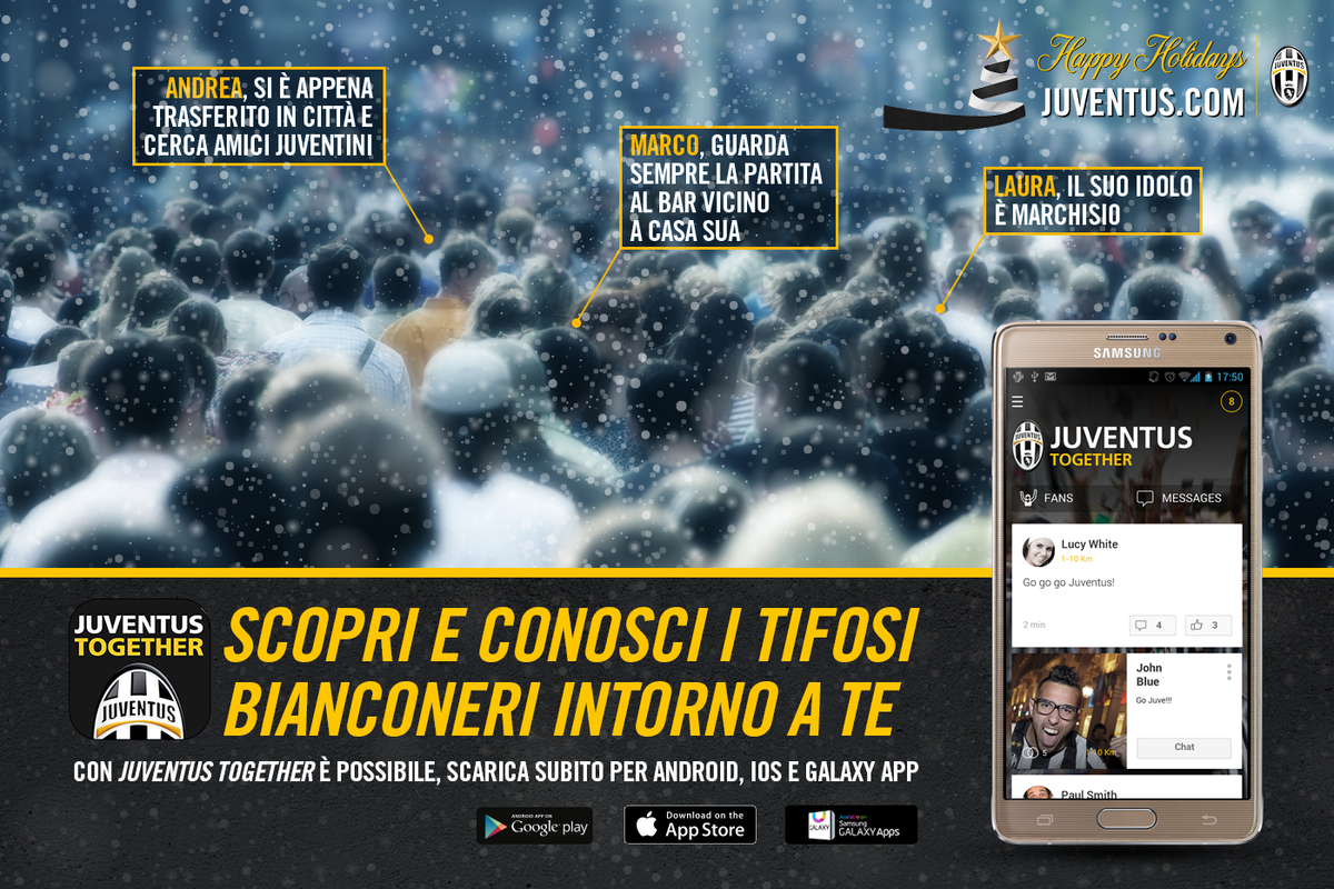 juventusfc's tweet photo. Fate i vostri auguri di buone feste ai tifosi bianconeri vicini a voi con Juventus Together! http://t.co/kwDVKVutzJ http://t.co/6DKYPeNoGC