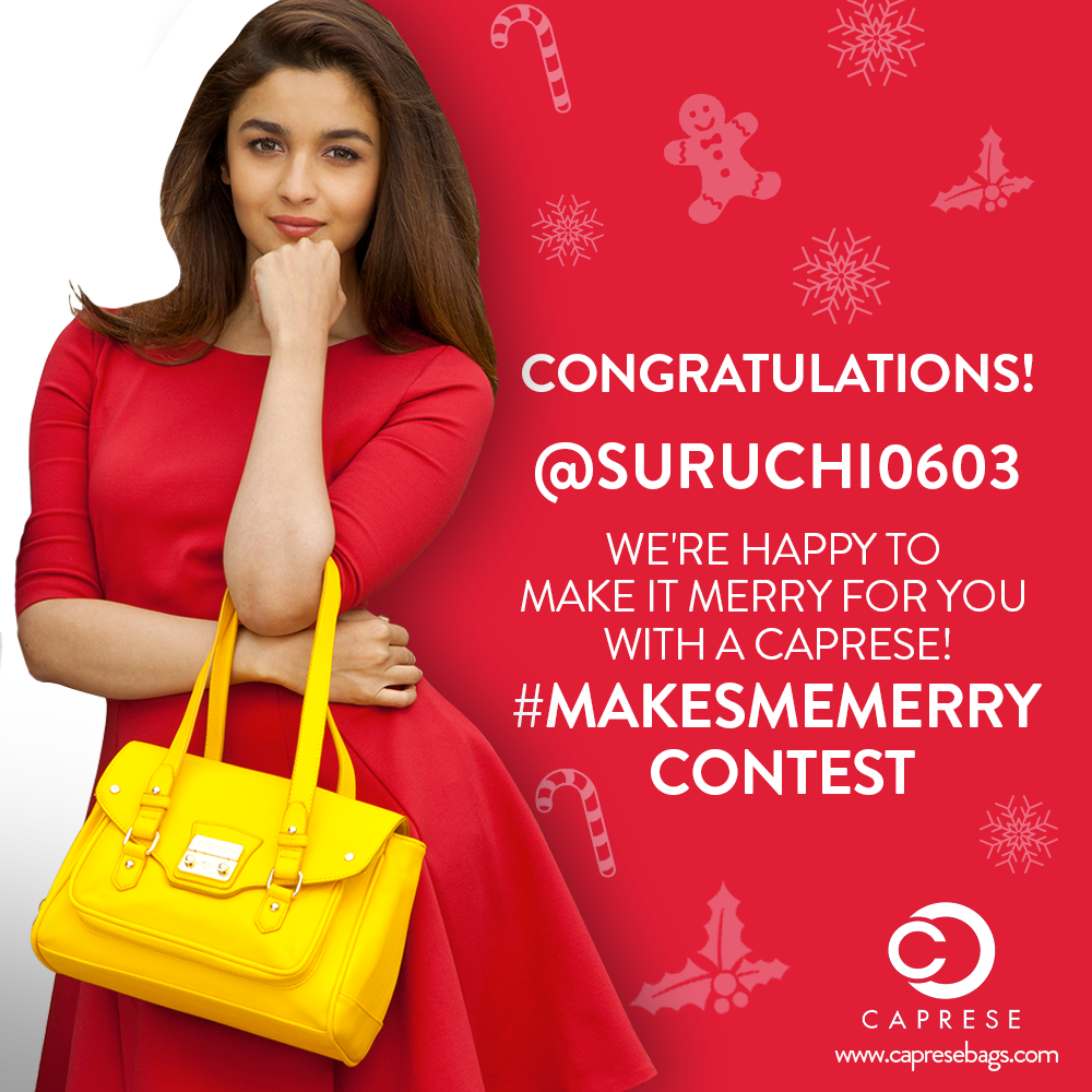 CapreseGirl's tweet photo. Congratulations @Suruchi0603 &thank you all for contributing to the spirit of #Christmas! #MakesMeMerry #Winner http://t.co/MOKY94m53J