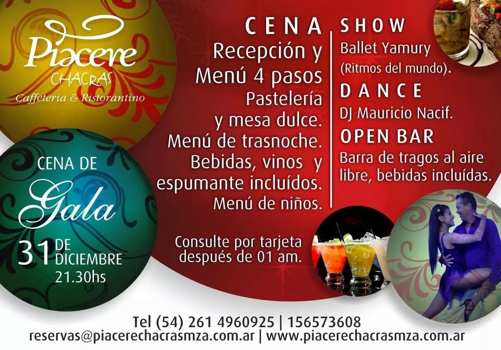 Cena de Gala de Fin de Año en Piacere Chacras. Te esperamos