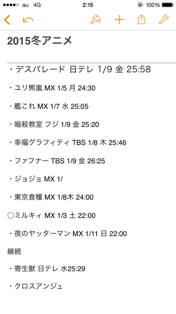 15冬アニメ 15冬アニメ