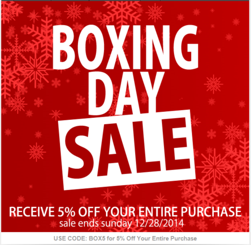 Atbatt's tweet photo. Boxing Day SALE - 5% OFF Entire Purchase
Coupon Code: BOX5 #boxingdaysale #discountcode #couponcode http://t.co/QqEHLFJVe4